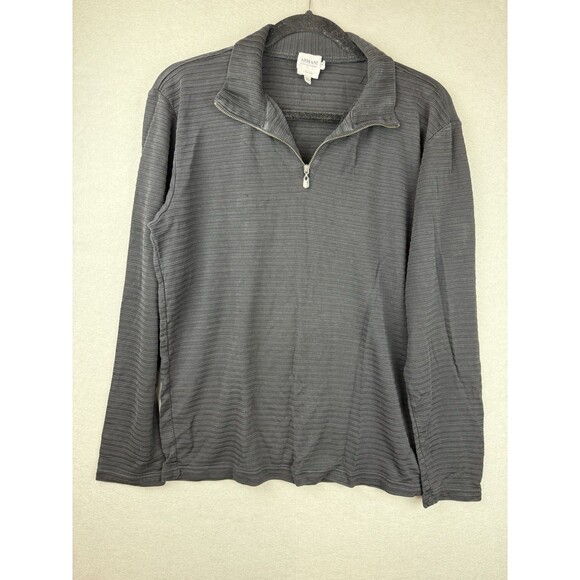 Armani Collezoni Men’s Ribbed Silk Patterned Knit 1/4 Zip-up Sweater Black L - Picture 1 of 6